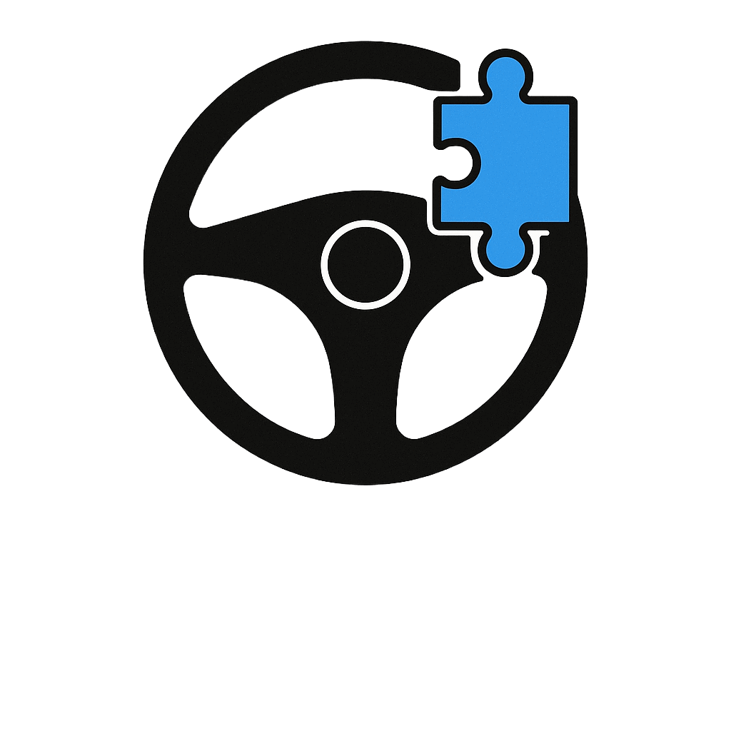 intellectural disability Illustration of a steering wheel with a puzzle piece, representing autism, intellectual disability, and the need for OT Driving Assessment."