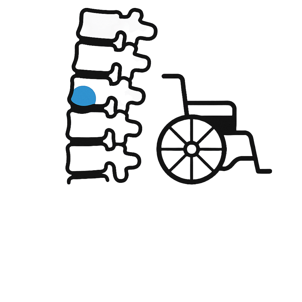 spinal cord injury Illustration of a spinal cord with a highlighted injury and a wheelchair, symbolizing spinal cord injury and the need for OT Driving Assessment